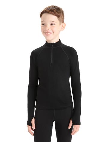 Dětské Long Sleeve Icebreaker Merino 260 Tech Half Zip Thermal Top Černé | CZ 1006BEXC